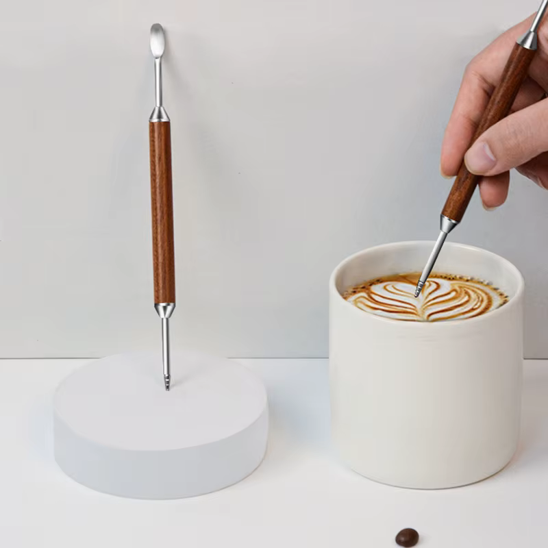 Stylo pour Latte Art, outil de dessin sur café avec manche en bois