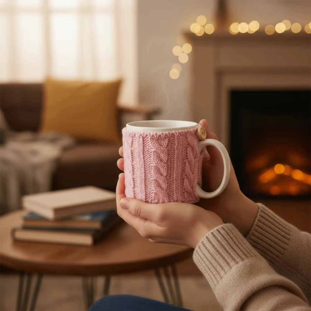 Lot de 4 housses de tasse à café tricotées chaudes