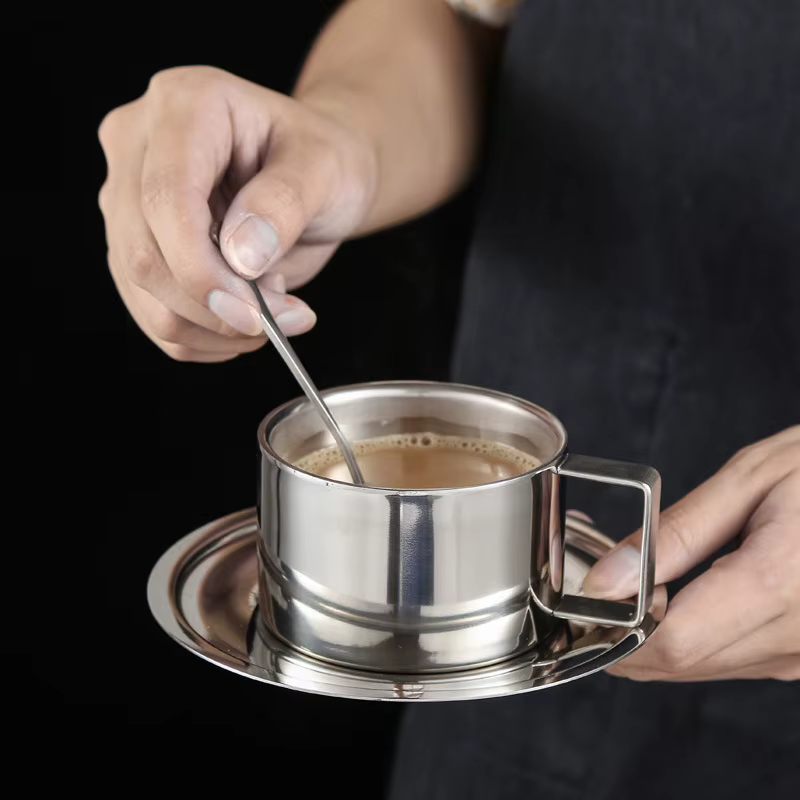 Tasse à café Vintage en acier inoxydable