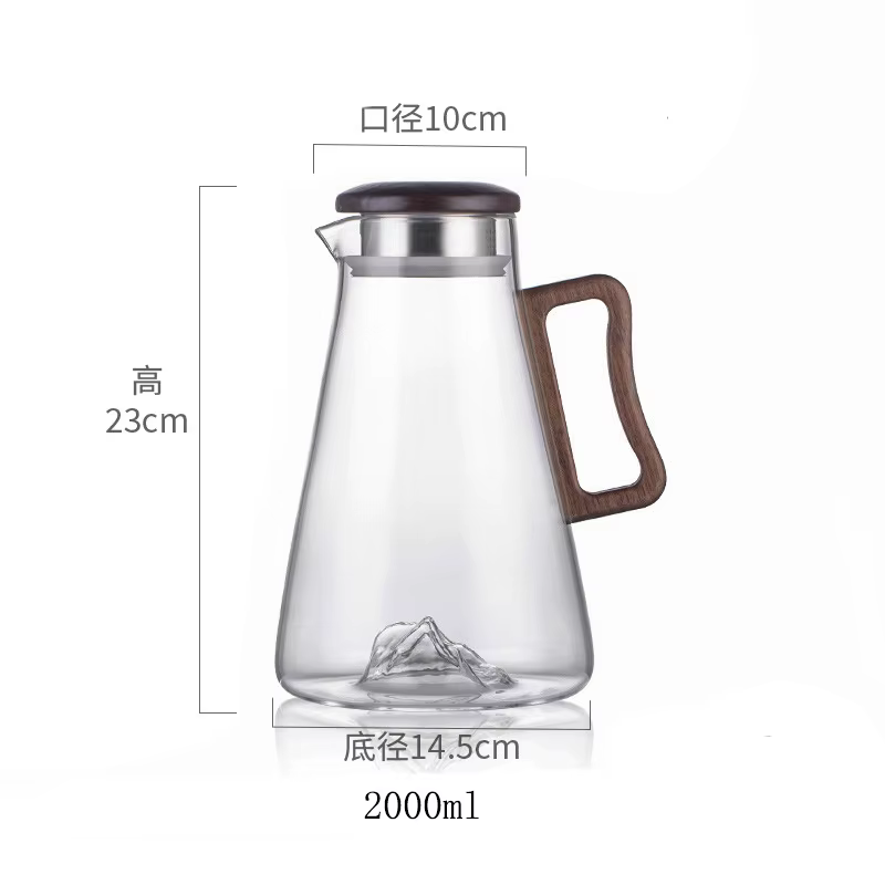 Pichet d'eau froide en verre de grande capacité 2000ML
