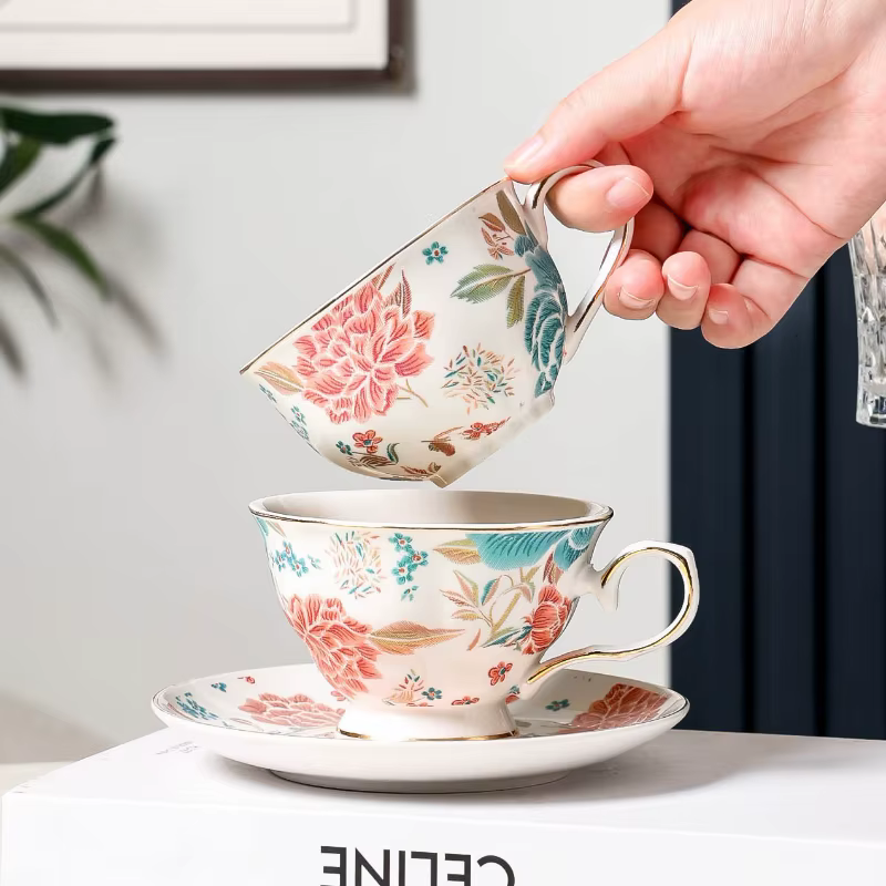 Tasses à café florales chinoises