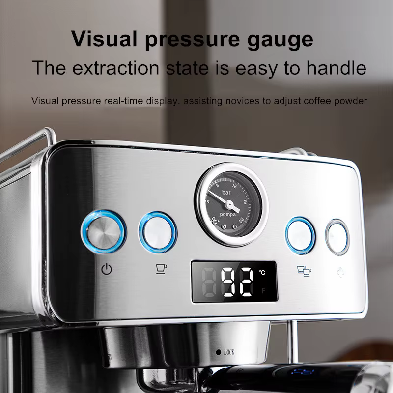 Machine à expresso semi-automatique 20 bars - Machine à café compacte en acier inoxydable avec mousseur à lait vapeur pour la maison/le bureau, italienne