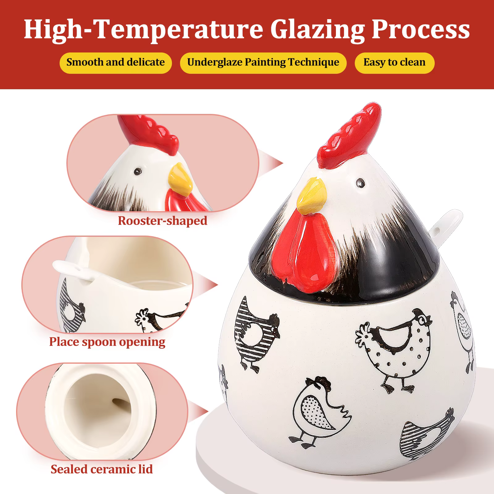 Salière en céramique en forme de poulet pour comptoir de cuisine