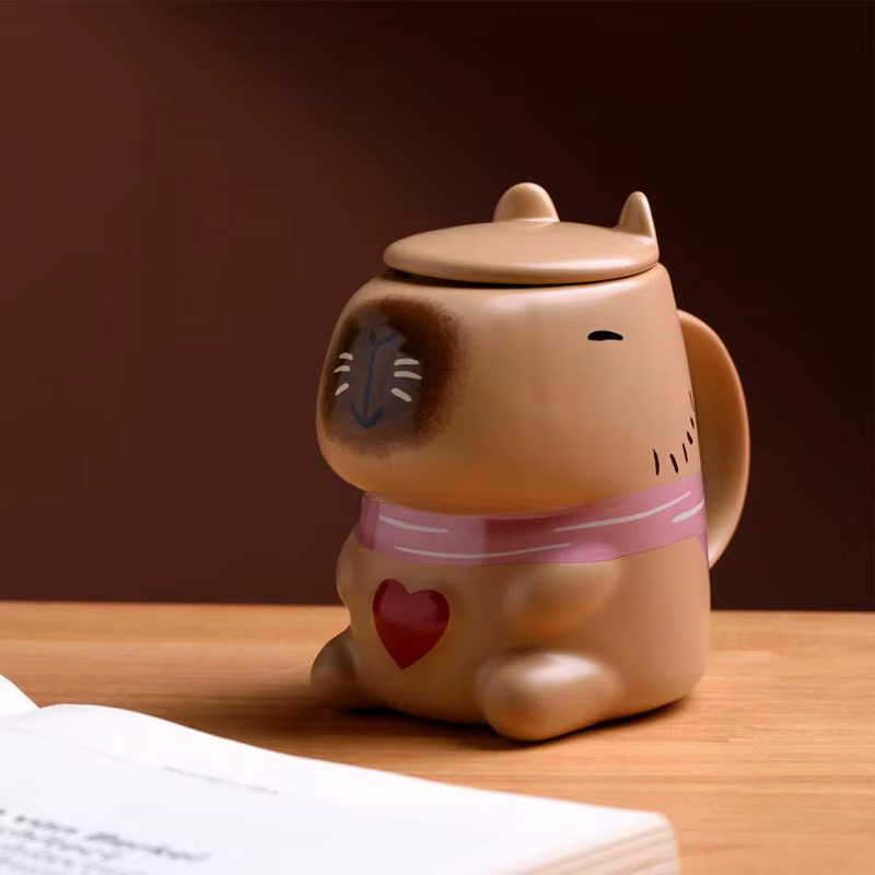 Capybara-Tasse à café en céramique avec motif de cœur
