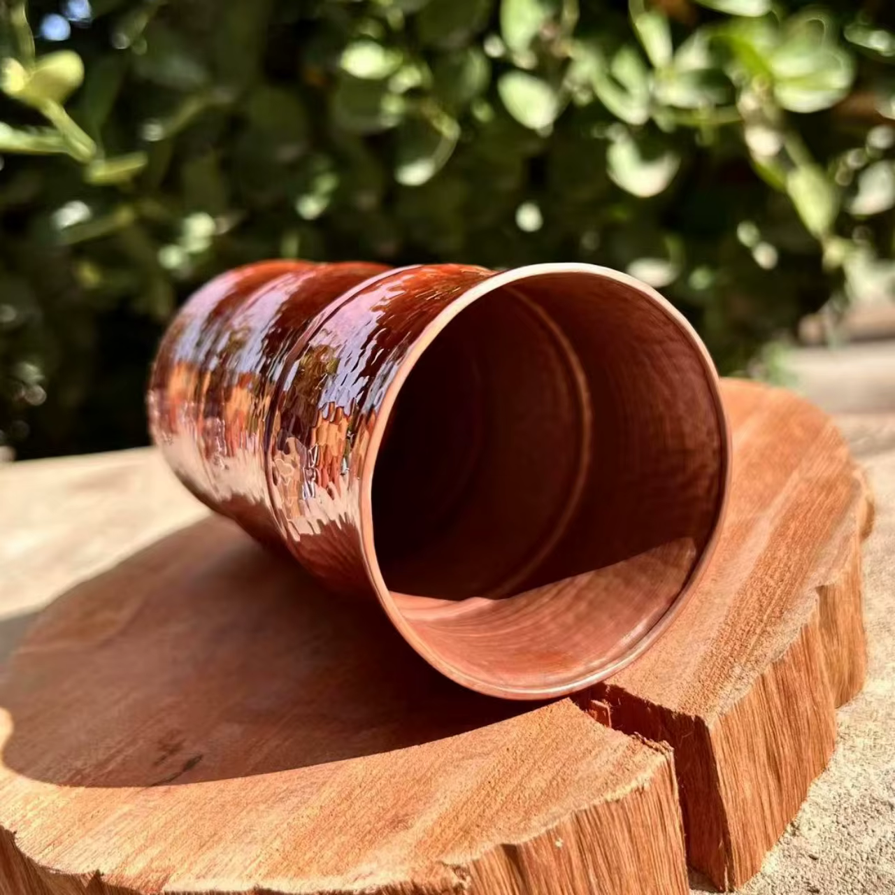 Tasse à café en cuivre pur fabriquée à la main en forme de bambou