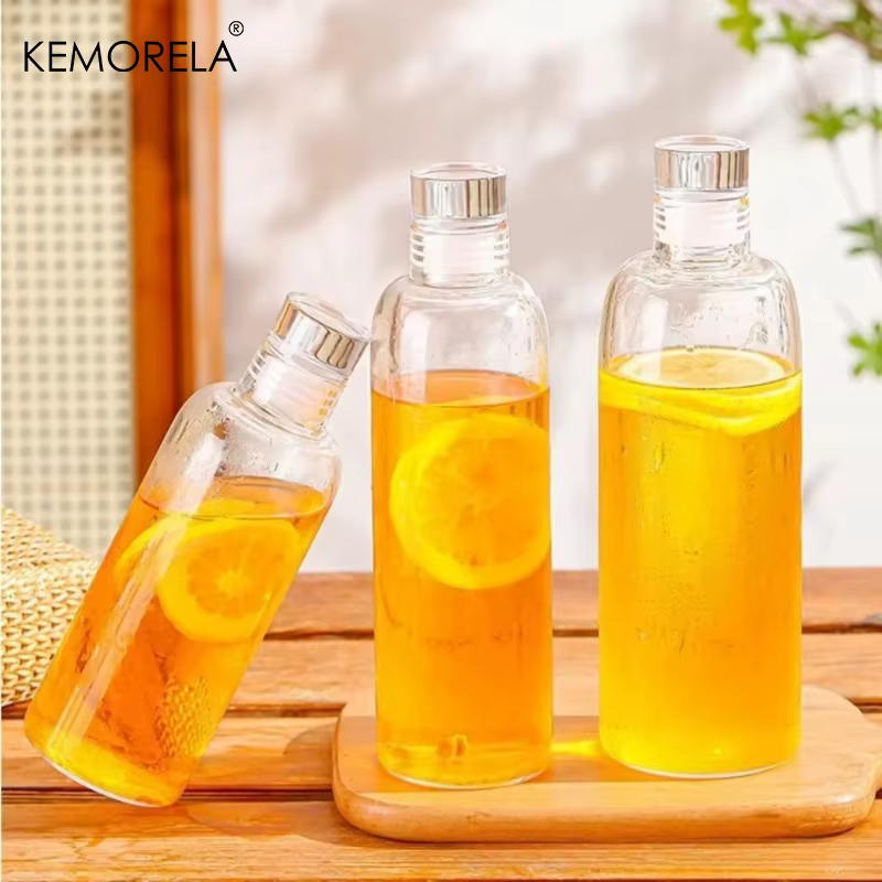 Bouteille d'eau en verre 300/500/750/1000 ml avec couvercle anti-fuite
