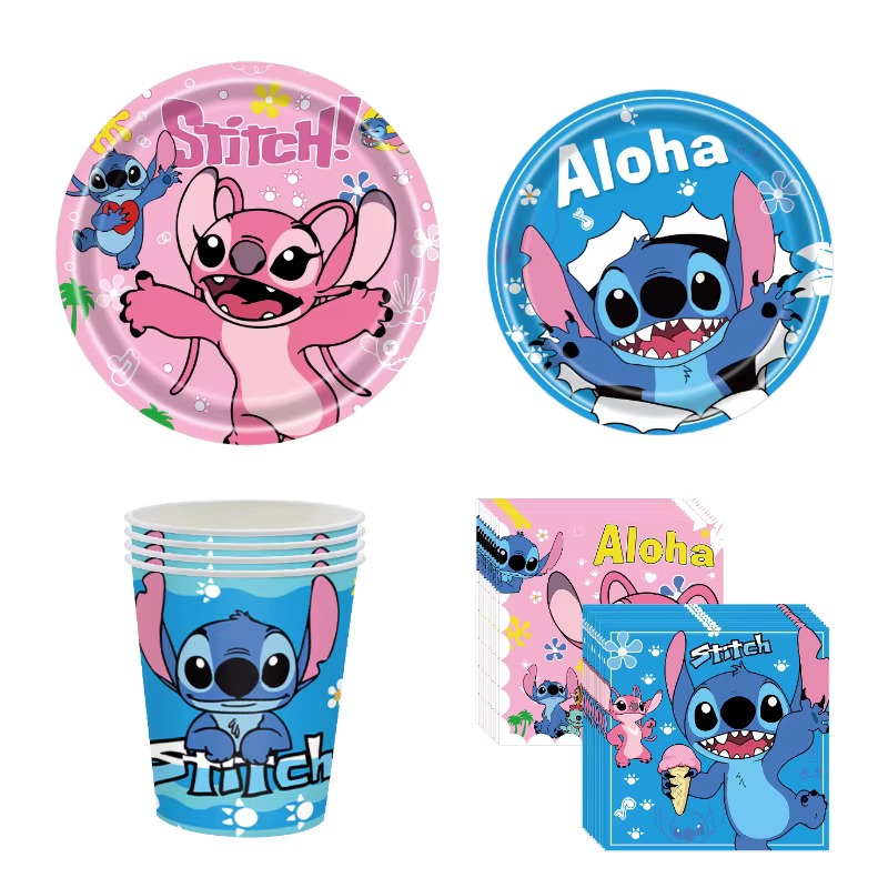Décorations d'anniversaire Stitch & Ensemble de vaisselle