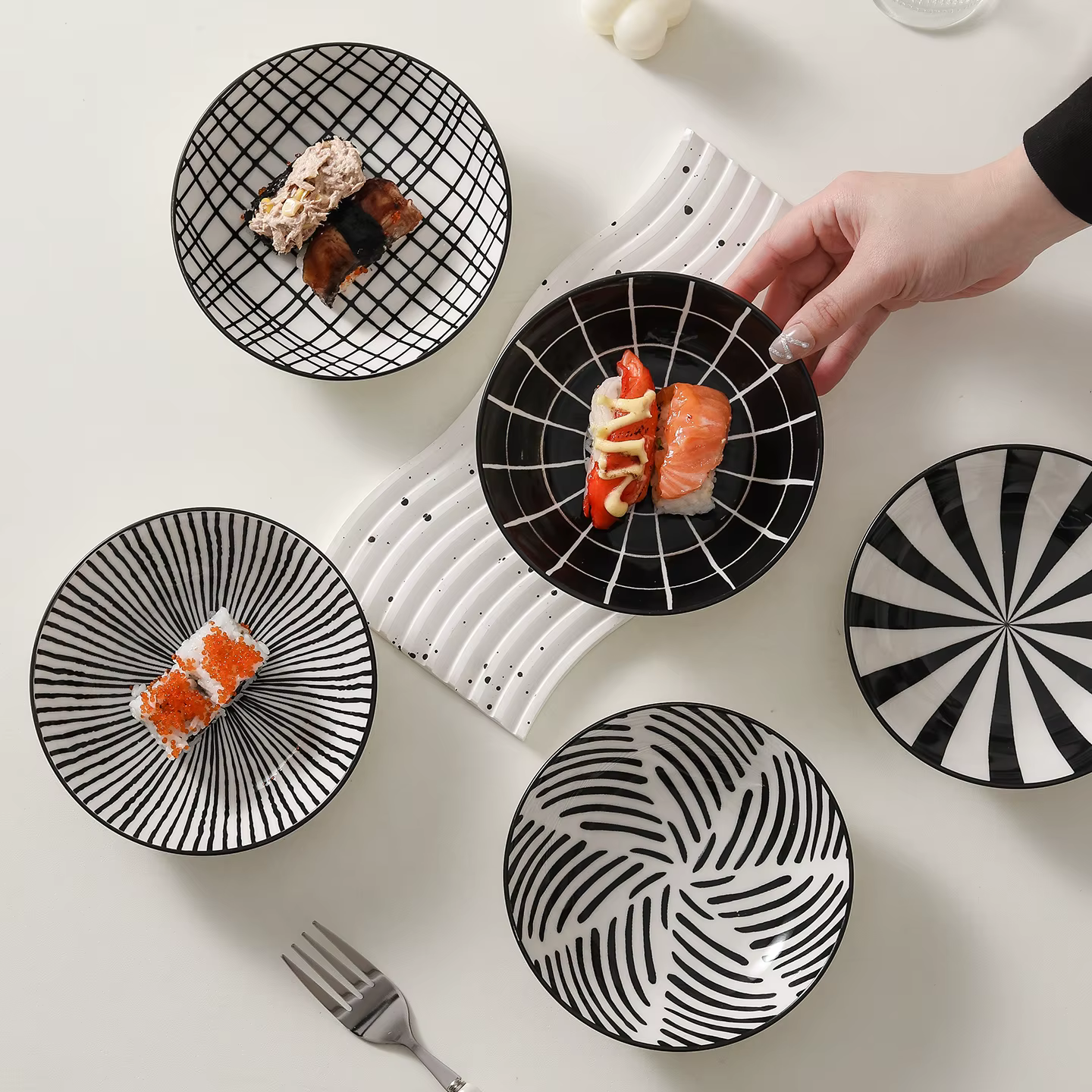 Lot de 6 plats à trempette en céramique style Hepburn