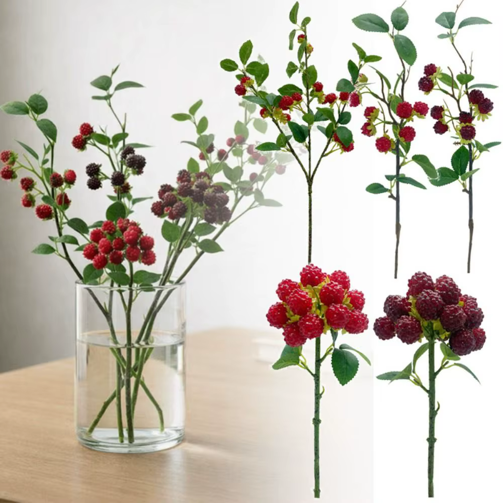 Plante artificielle de framboises rouges