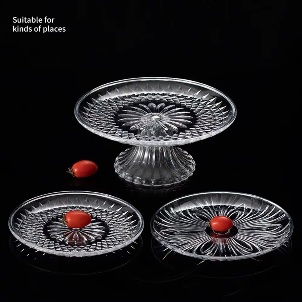 Assiette à gâteau multicouche en plastique transparent
