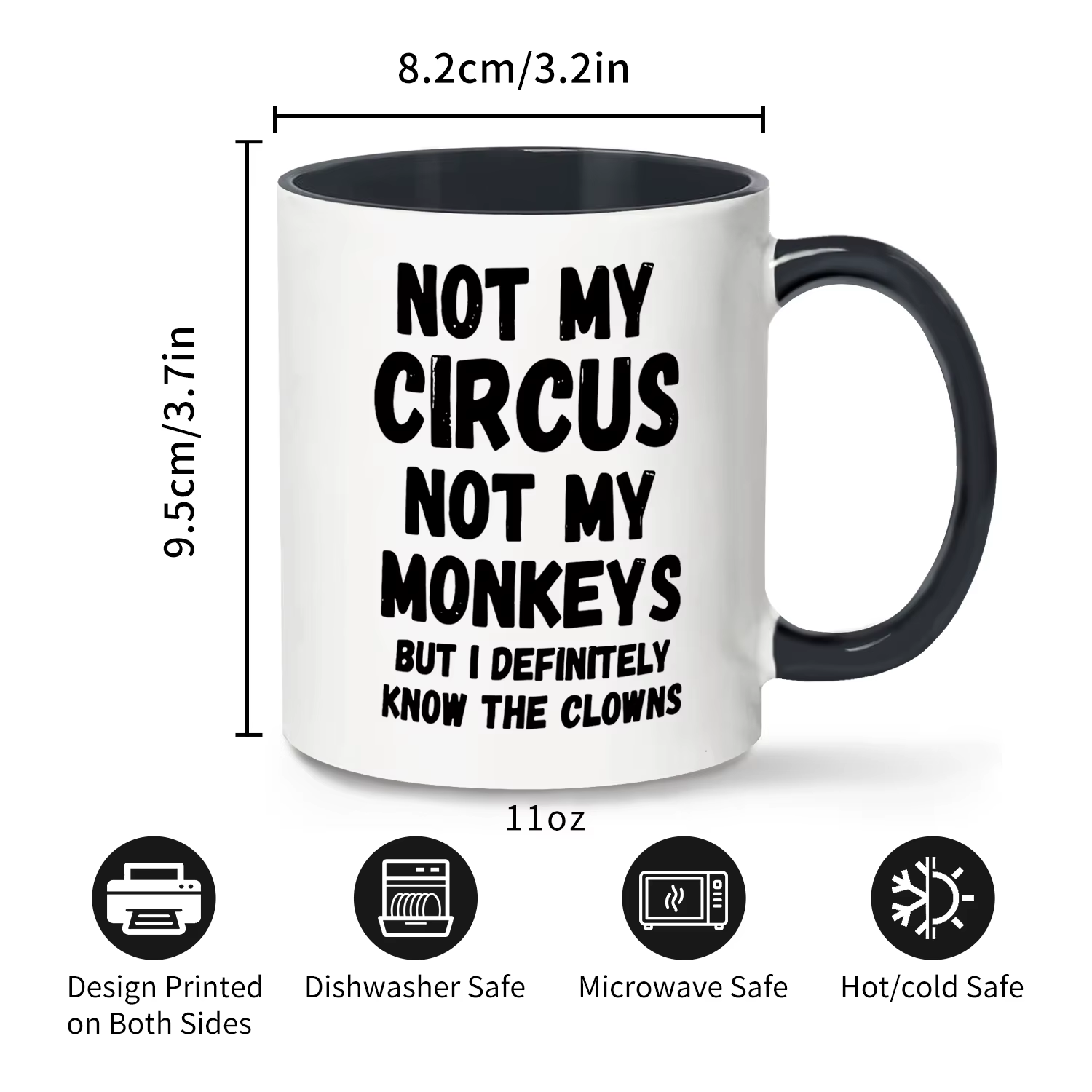 1pc, pas mon cirque pas mes singes tasse à café-drôle