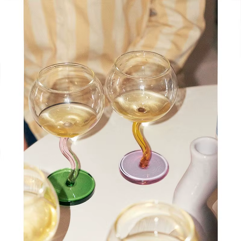 300ml 10oz 1 PC nouveau créatif coloré rond verres à vin tasse avec tige torsadée verre gobelet
