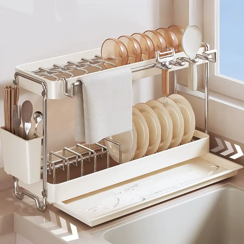 Égouttoir à vaisselle de cuisine multifonction Compact