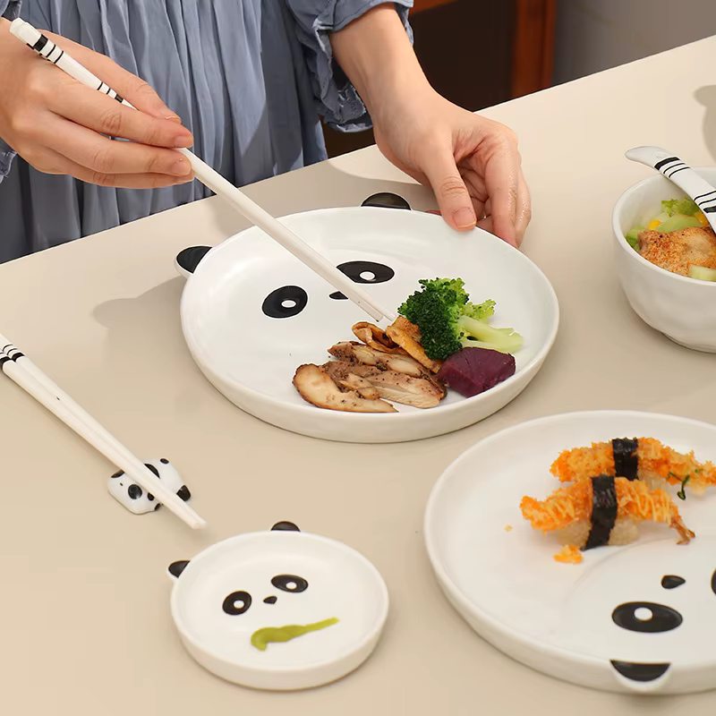 Bols en céramique créatifs assiettes dessin animé panda vaisselle mignon