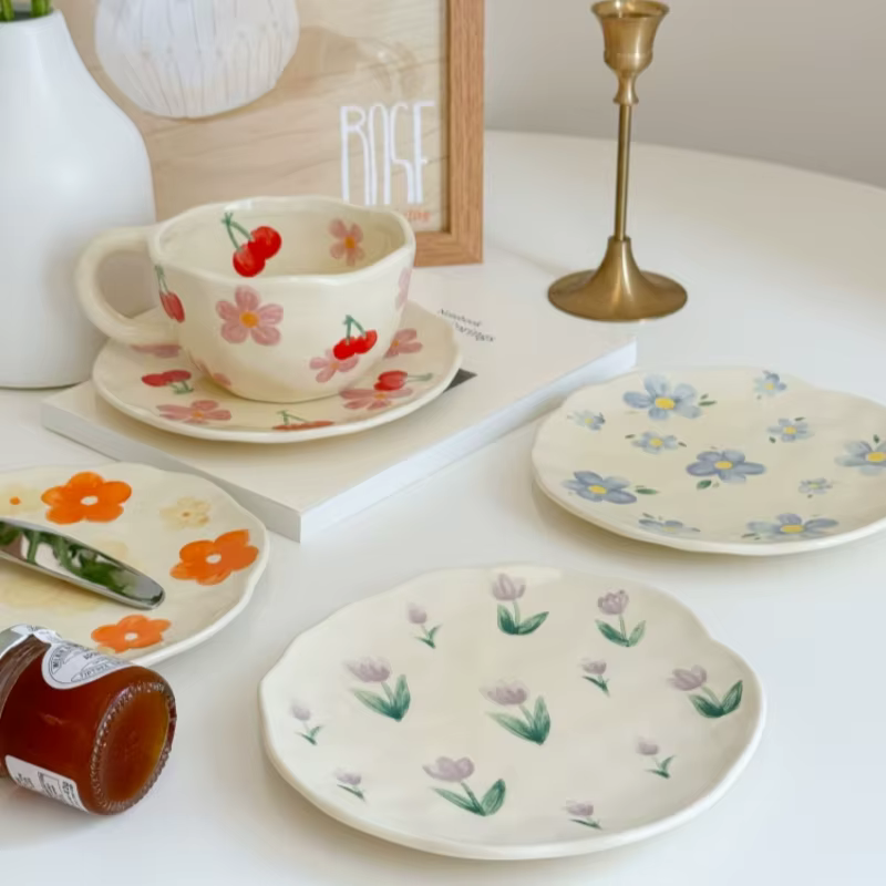 Ensemble de tasses à café avec assiette en céramique