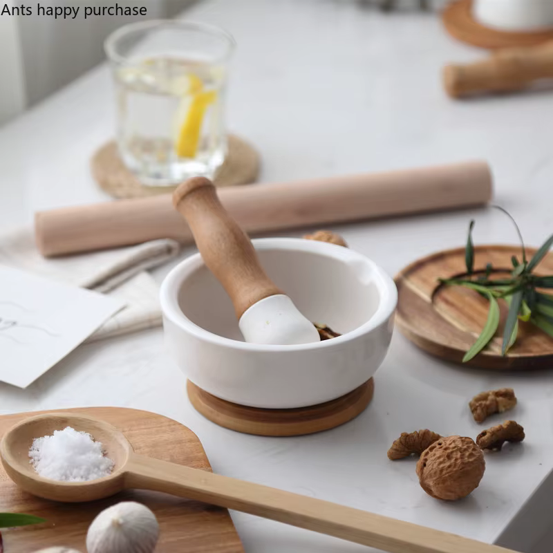 Mortier et pilon en céramique, broyeur à épices, bol de broyage manuel, outils de broyage des aliments