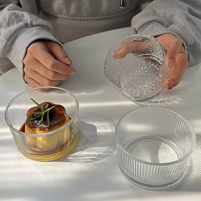 Ensemble de 4 mini-bols en verre transparent YWDL pour desserts