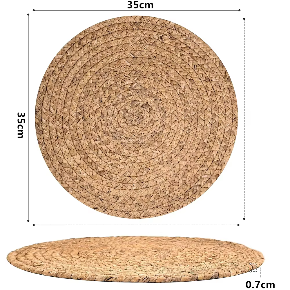 Napperon rond tissé Boho en rotin