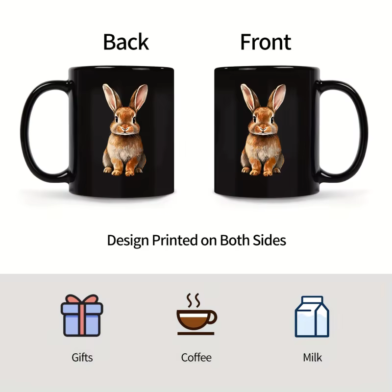 La tasse à café en céramique imprimé animal lapin noir convient à la maison