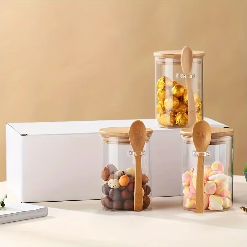 Récipient à sucre en verre de 280ml avec cuillère