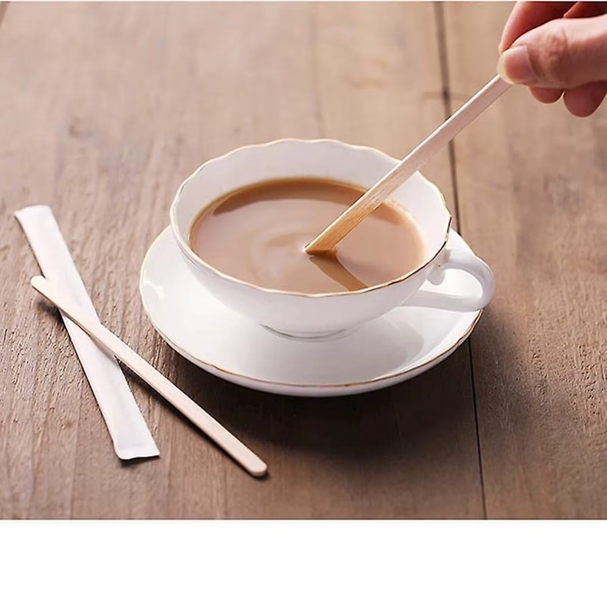 100 pièces café remuer bâtons jetables en bois agitateurs