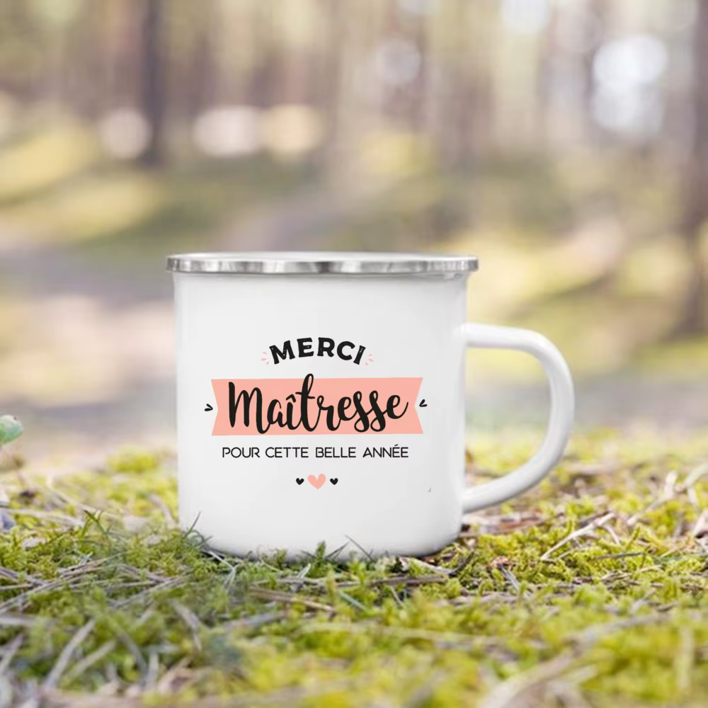 Merci Maitresse tasse imprimée française tasses à café créatives boissons Dessert lait émail