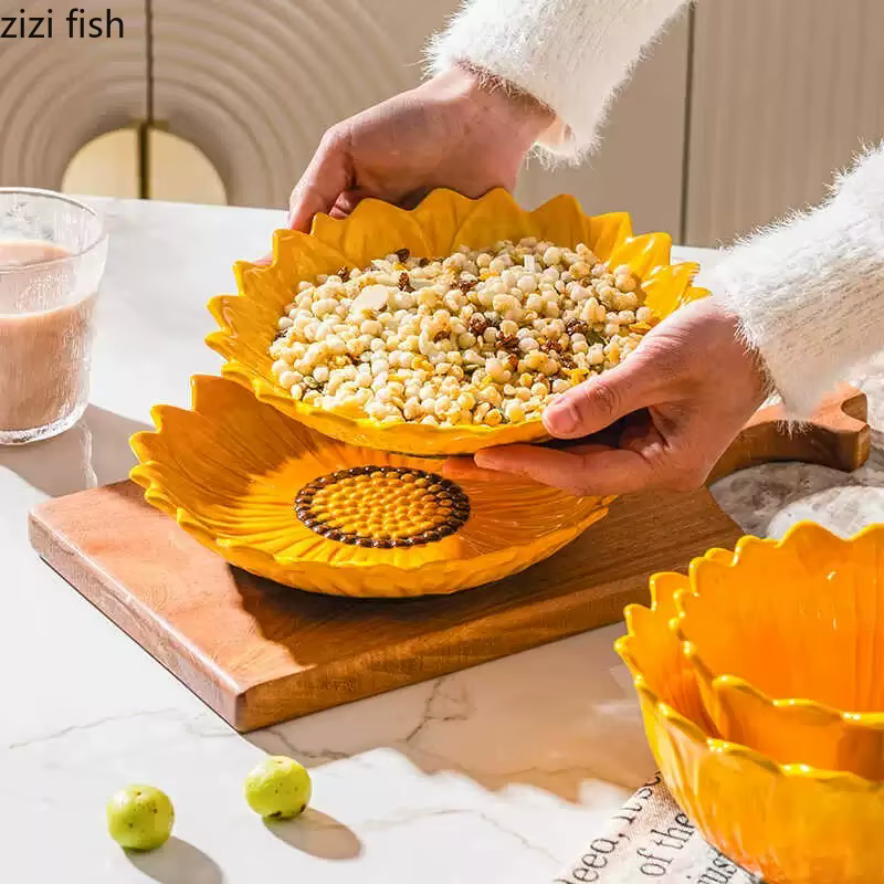 Assiette en céramique tournesol