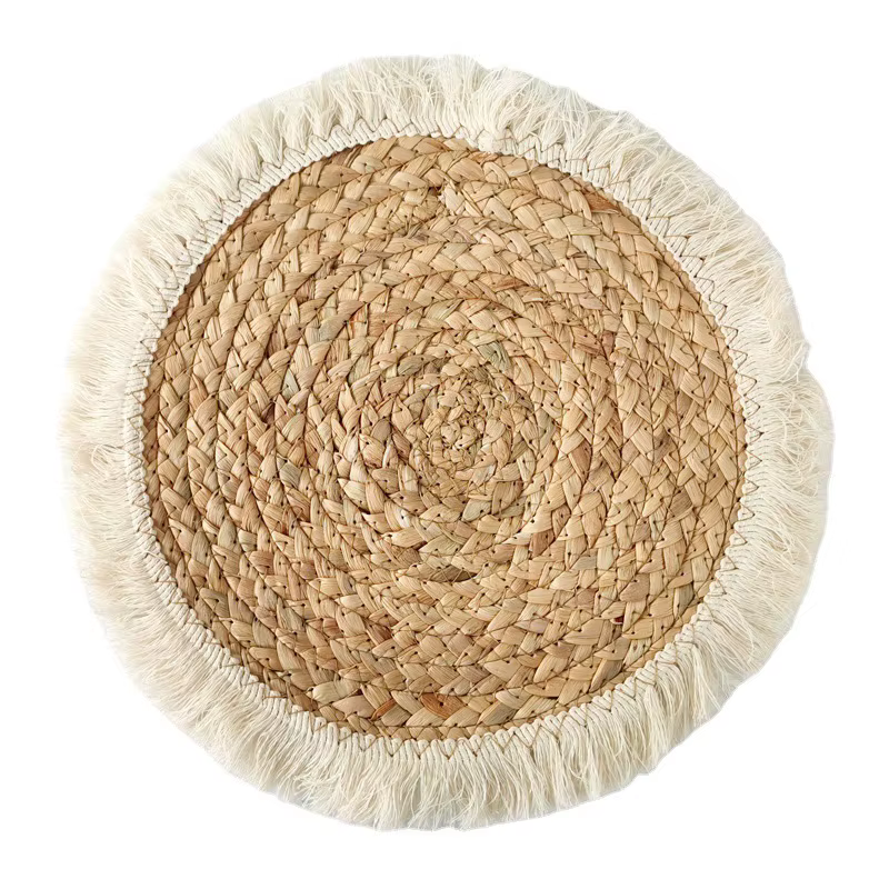 Napperon en paille ronde tissée