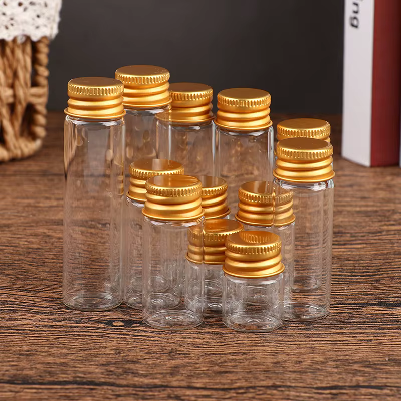 Bouteilles en verre avec couvercles en aluminium