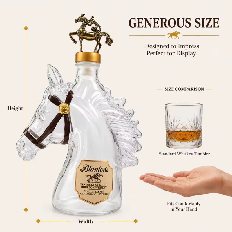 Carafe à whisky en verre en forme de cheval Blanton's