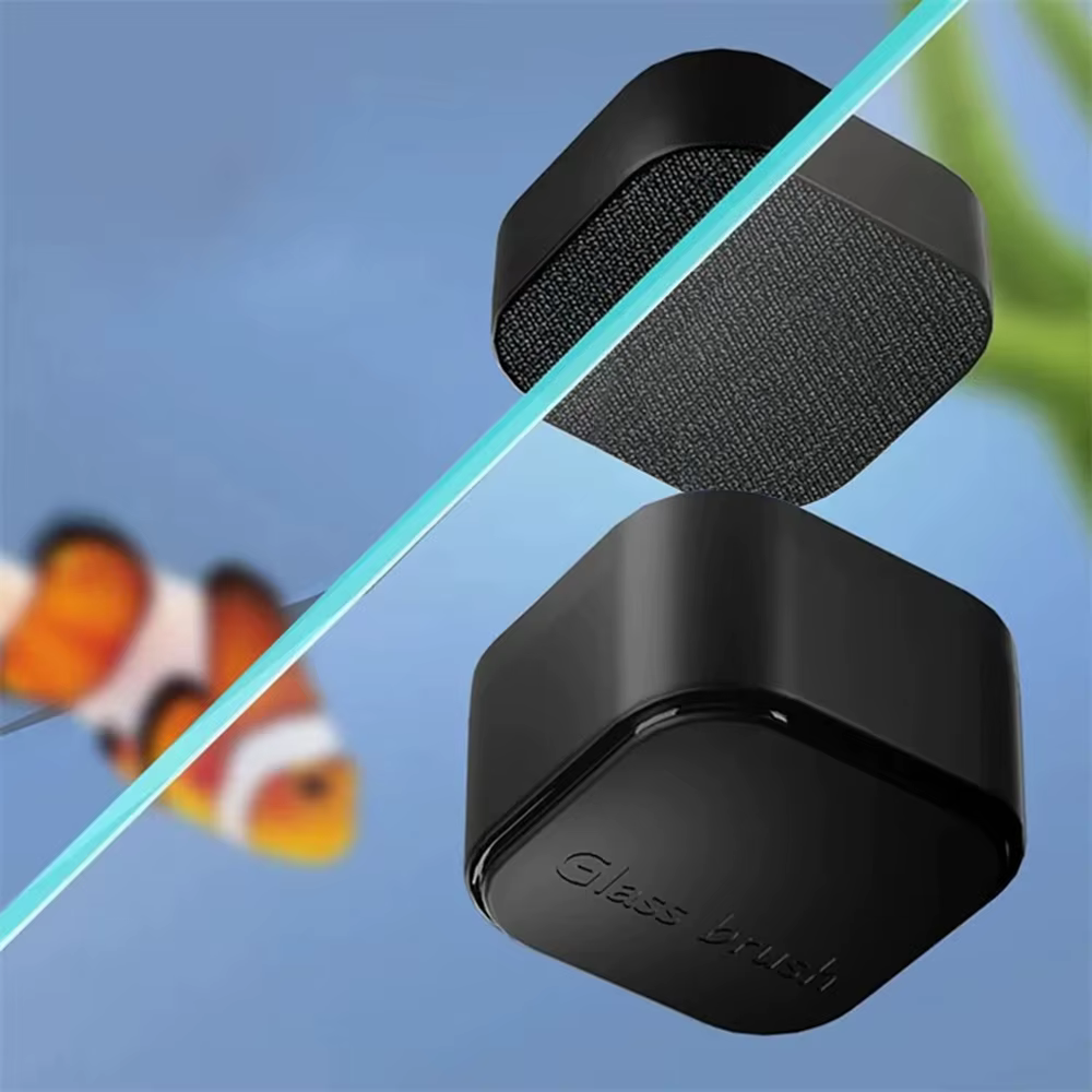 Brosse magnétique pour nettoyer les vitres d'aquarium, mini grattoir carré en plastique pour les algues des poissons, entretien précieux adapté aux divers poissons, 1 pièce