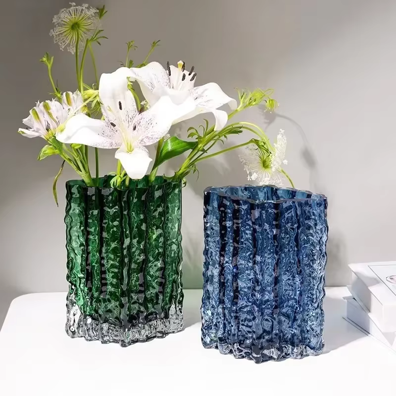 Vase en verre transparent haut de gamme pour la décoration de la maison