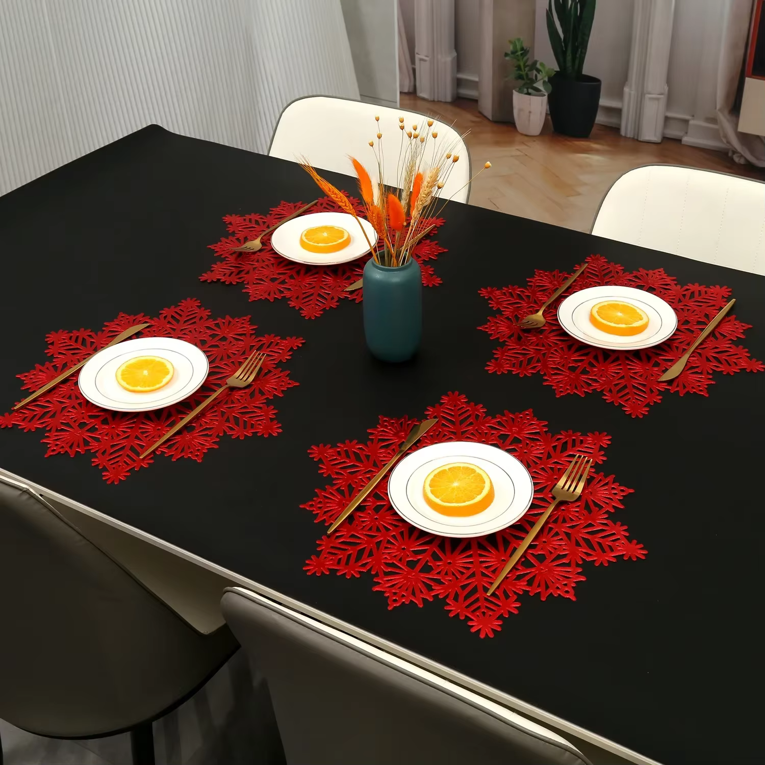 Napperon décoratif de Noël en PVC flocon de neige romantique