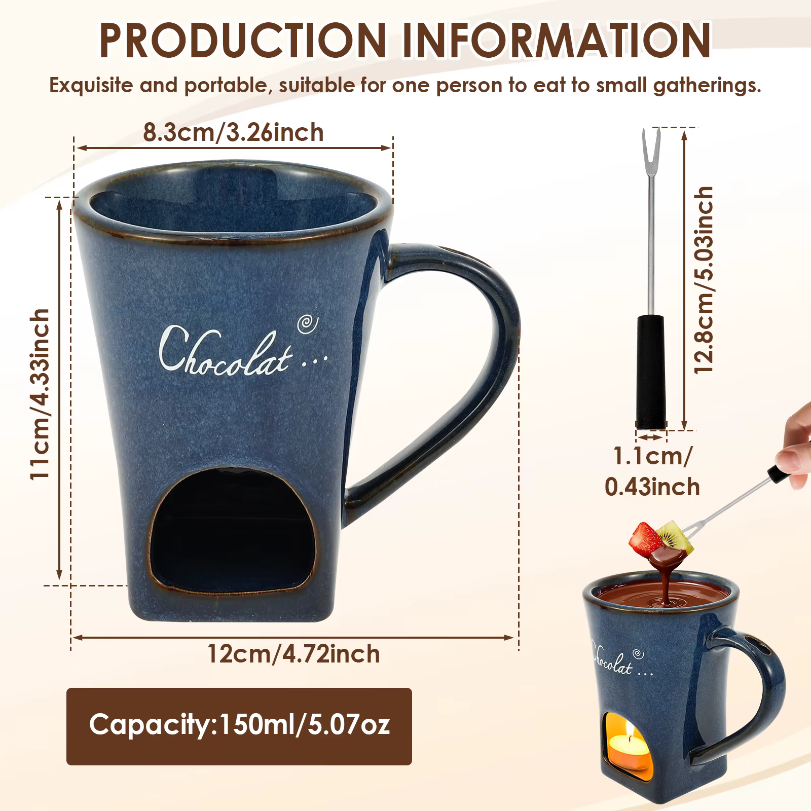 Tasse à fondue au chocolat 150 ml