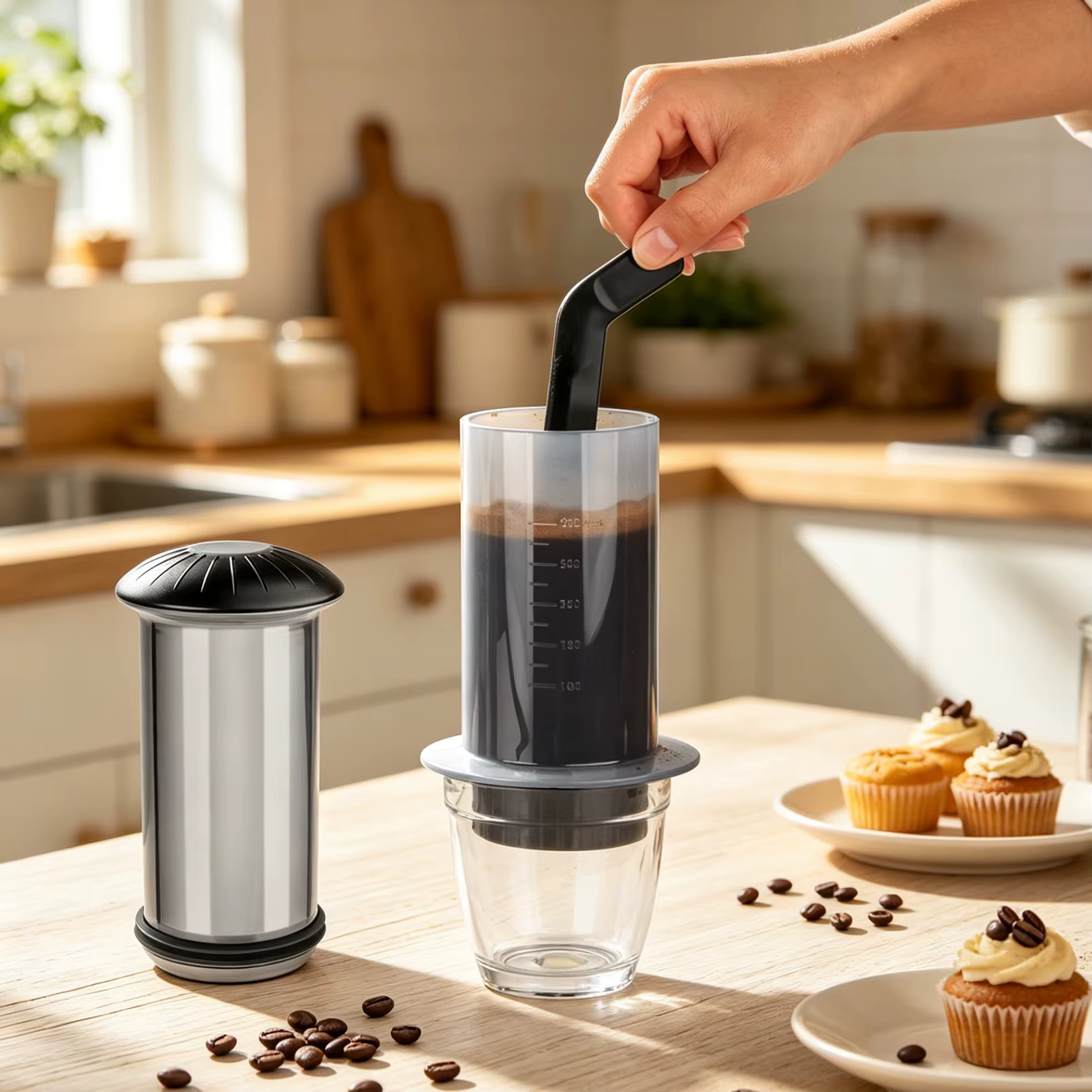 Nouvelle machine à café expresso portable de 300 ml, cafetière à piston française avec kit de filtres en papier, ensemble de bar pour AeroPress