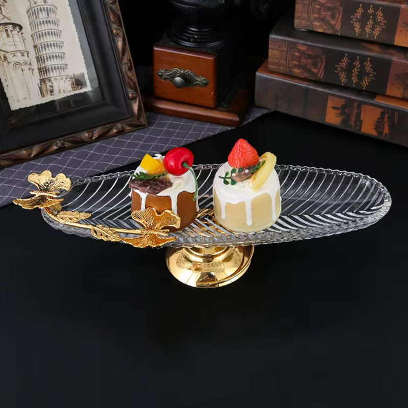 Assiette à bonbons aux fruits en métal élégante avec Base renforcée