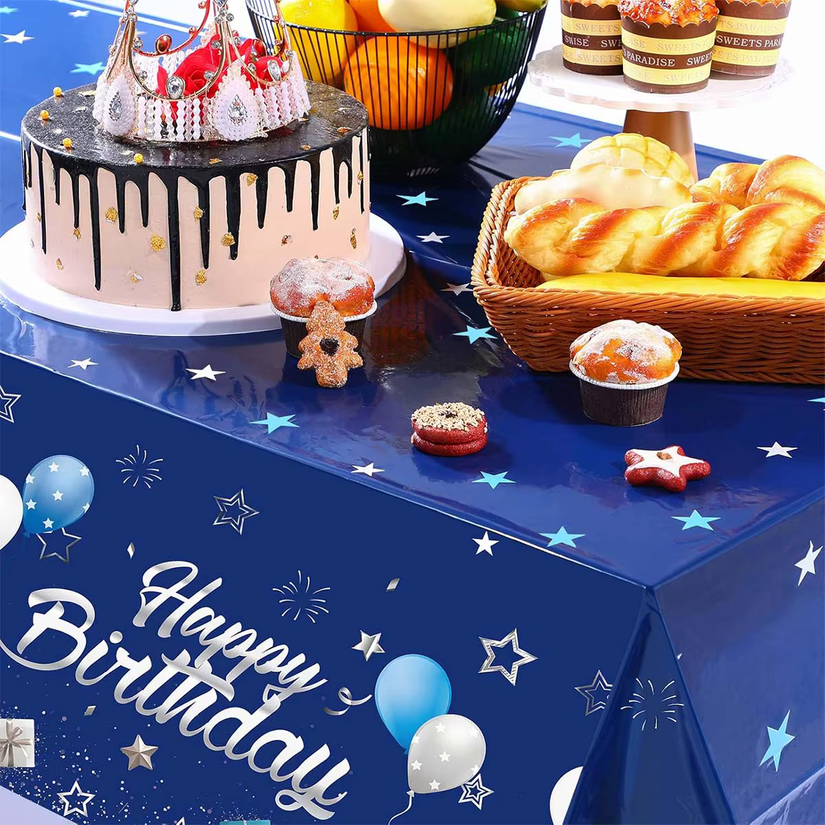 Nappe d'anniversaire bleu marine