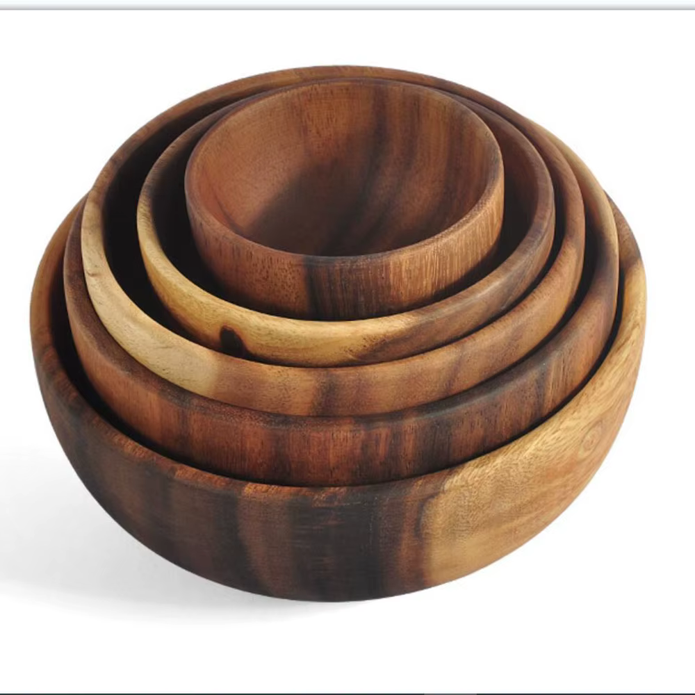 Jaswehome 1 pièce Bol à salade en bois d'acacia naturel fait main