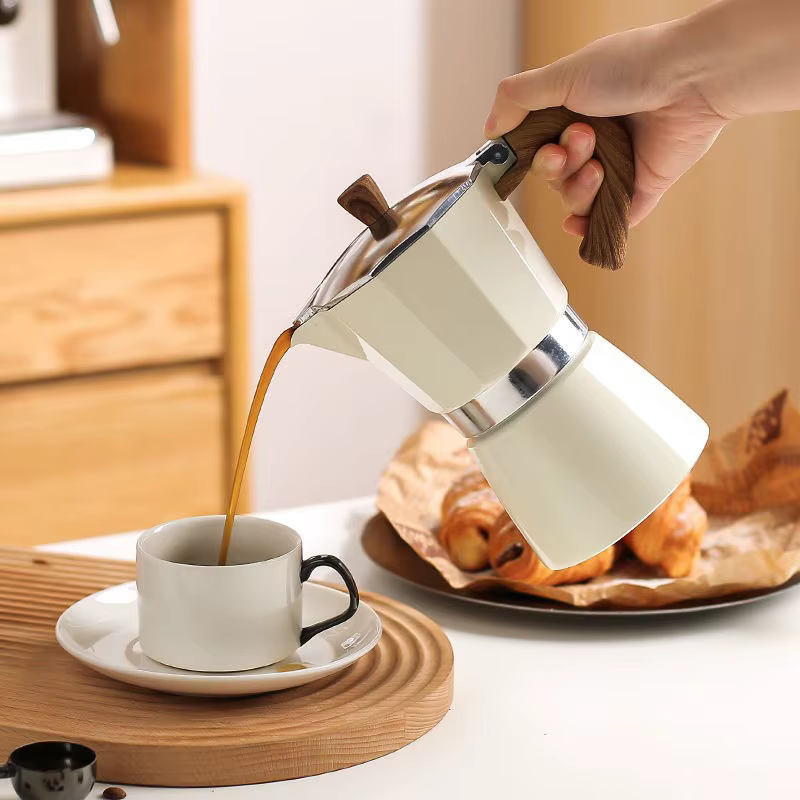 Machine à Expresso Vintage avec Poignée en Bois