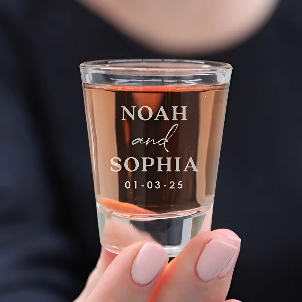 1/10 pièces 45ml lunettes à Shot de mariage personnalisées gravure verre