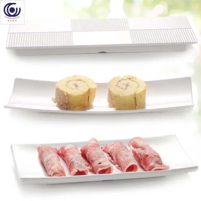 Assiette rectangulaire en plastique imitation mélamine