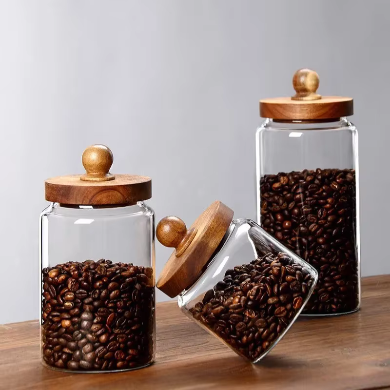 Bocal hermétique en verre pour grains de café