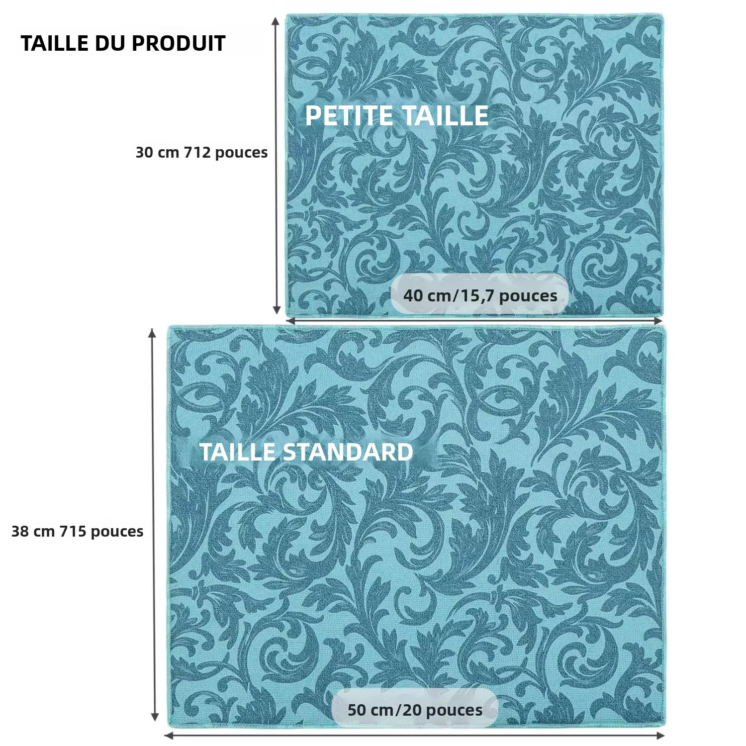 Tapis de séchage de vaisselle pour comptoir de cuisine 30x40cm / 38x50cm