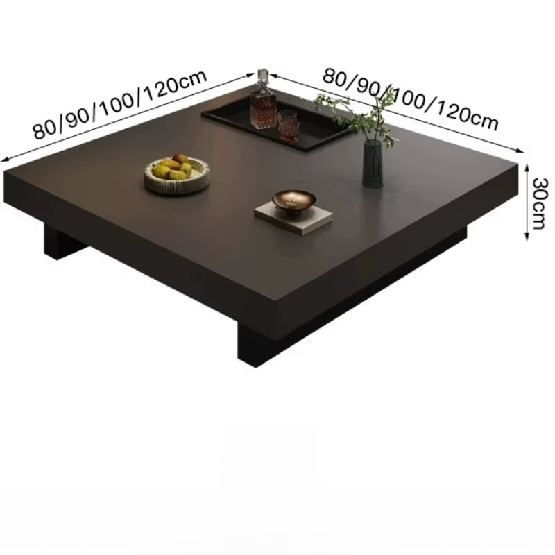 Table basse nordique moderne grande et noire avec rangement