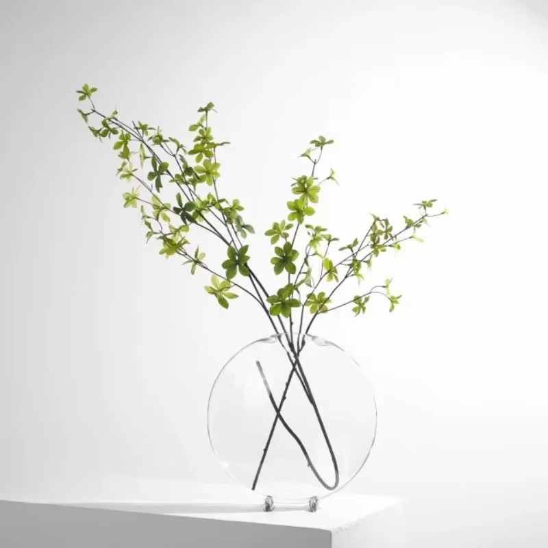 Vase à bouche de poisson en verre et métal moderne