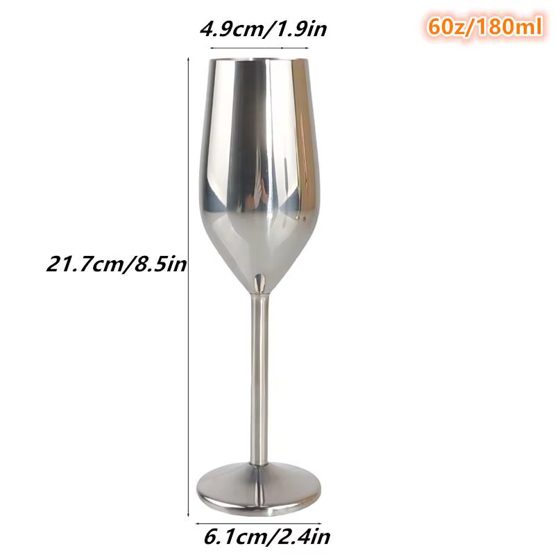 Verres à champagne élégants en acier inoxydable doré et argenté