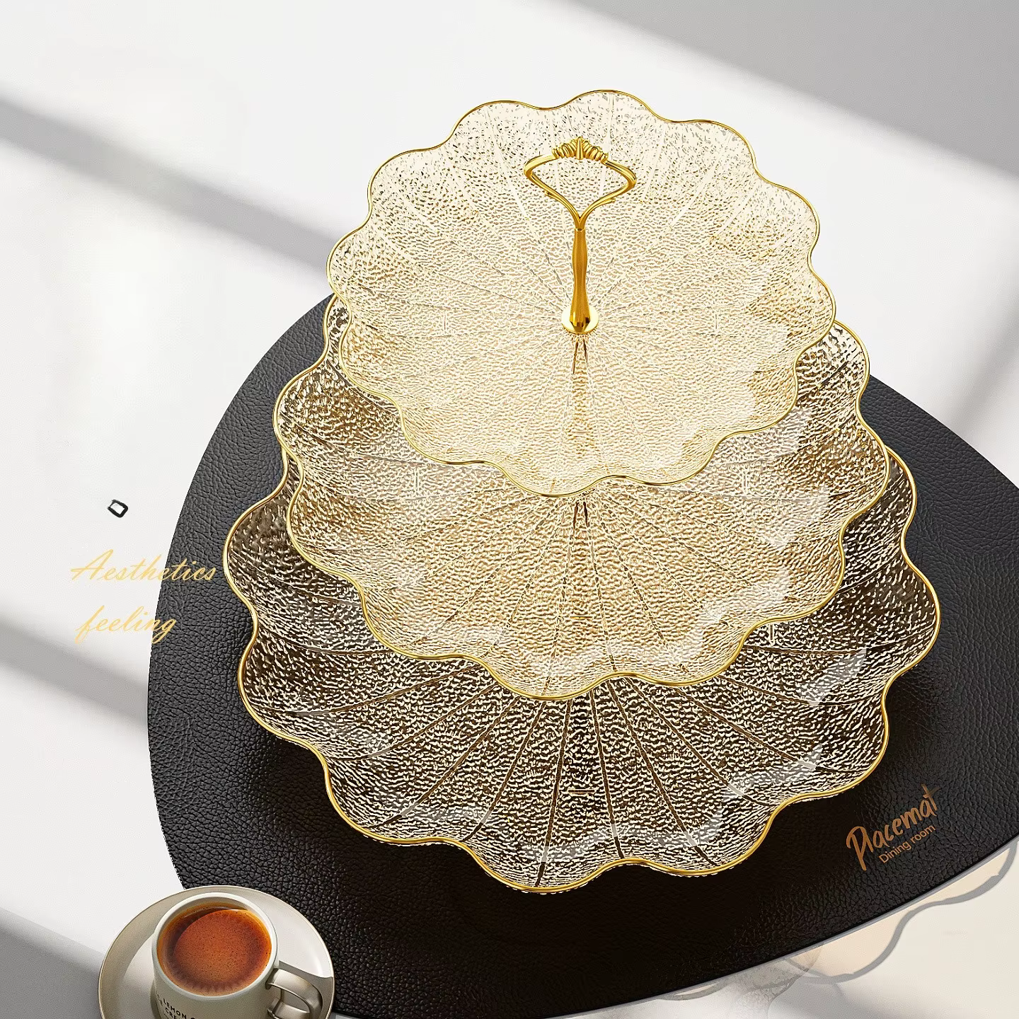 Plateau à fruits en feuille de lotus à 2/3 étages