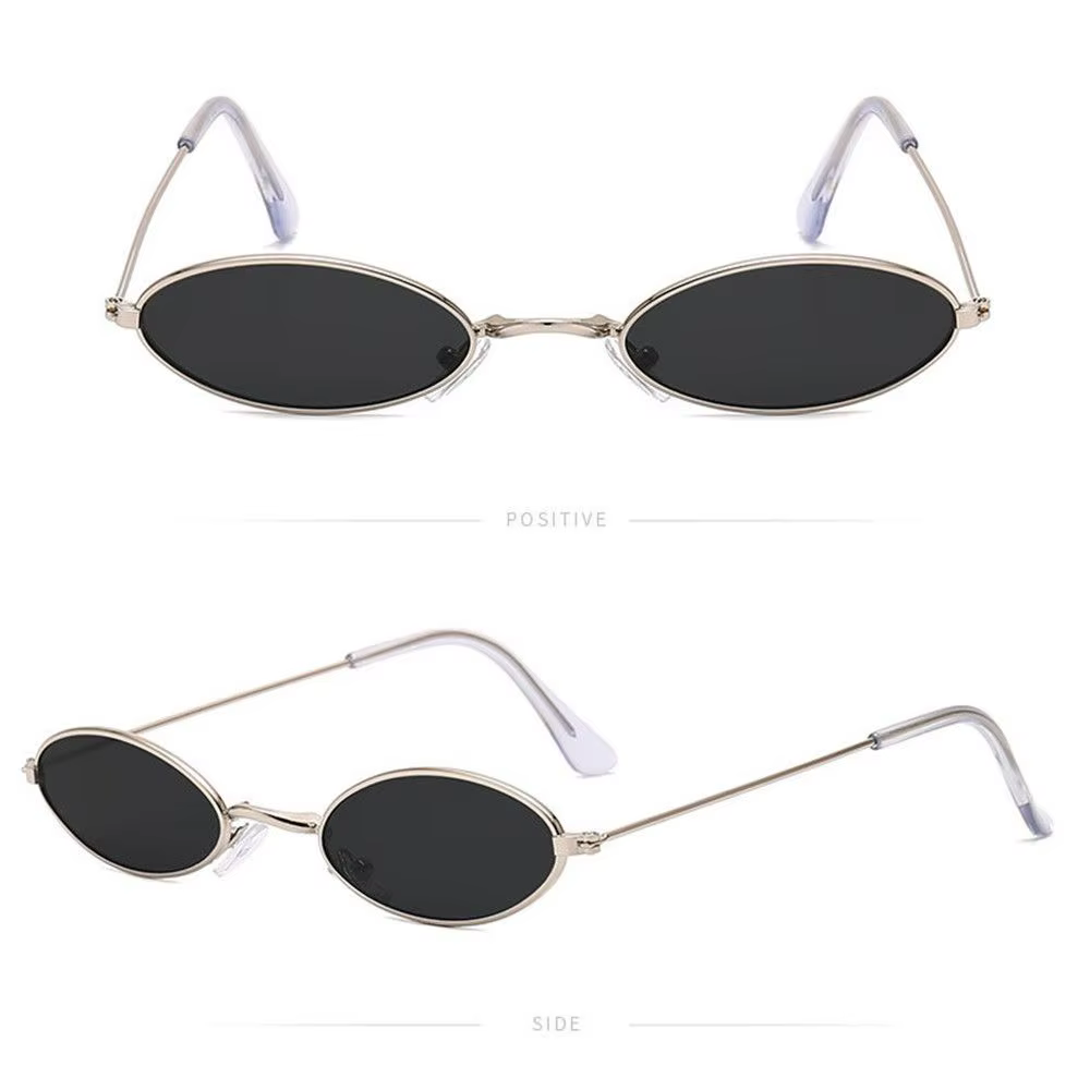 Lunettes de soleil classiques à petite monture narrétro pour hommes et femmes, nuances vintage, lentille de document en métal, lunettes design à la mode