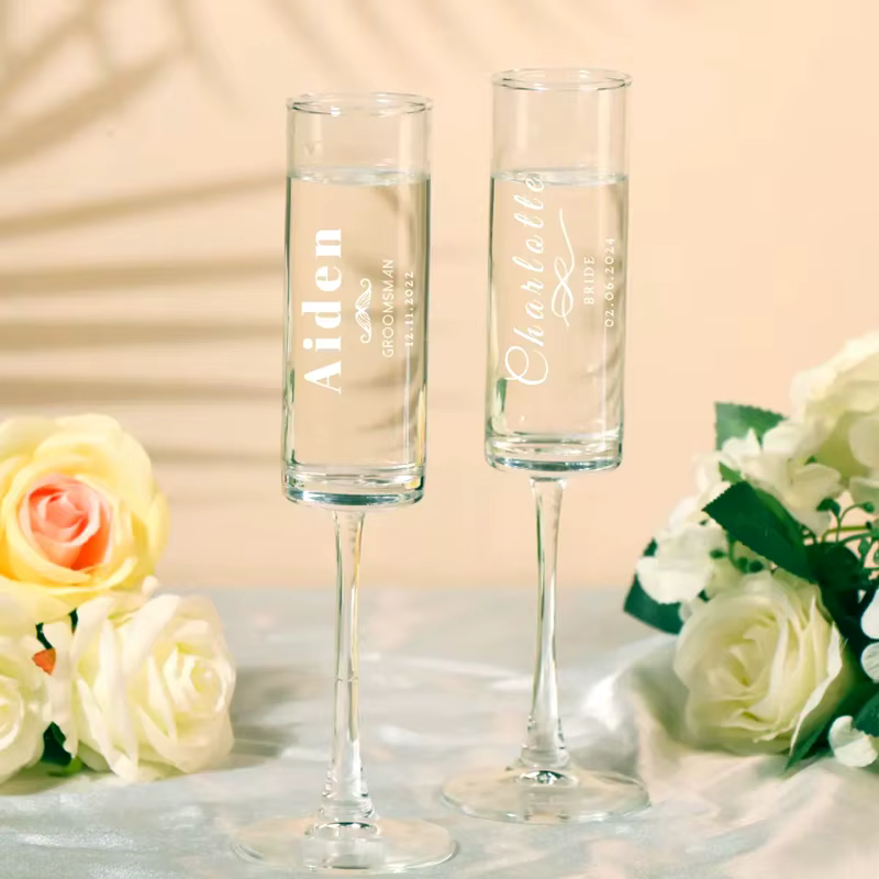 Ensemble de 2 verres de mariage personnalisés