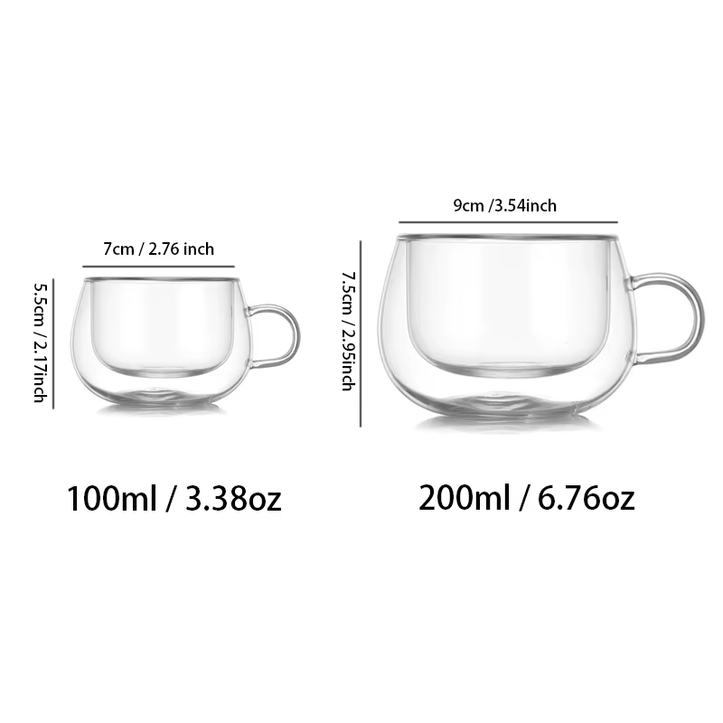 Ensemble de tasses à café en verre à Double paroi de 100/200ml